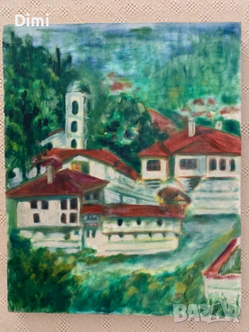 МАРИЯ ЛУКОВА масло/платно пейзаж Копривщица, снимка 3 - Картини - 52838414