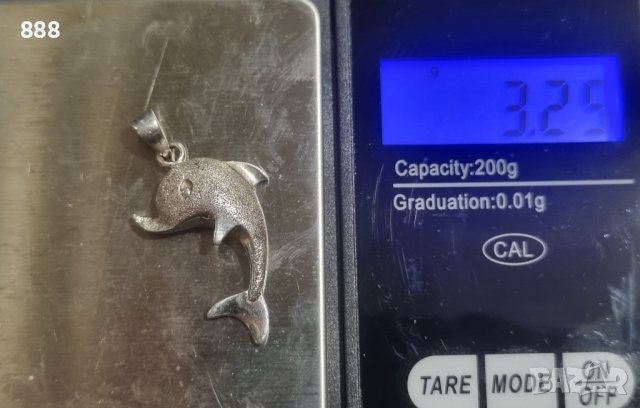 Сребърна висулка делфин 925 проба , снимка 4 - Колиета, медальони, синджири - 44202327