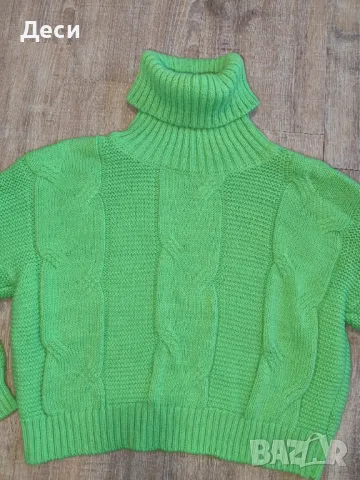 зелено късо пуловерче , снимка 3 - Блузи с дълъг ръкав и пуловери - 48656359