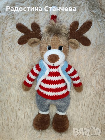 Плюшен елен ръчна изработка , снимка 4 - Плюшени играчки - 42525562