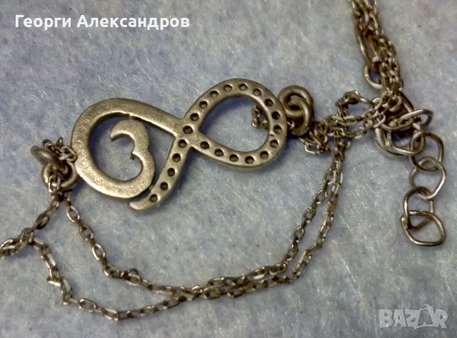 БЕЗКРАЙНА ЛЮБОВ Нежна Романтична Скъпоценна СРЕБЪРНА Гривна СРЕБРО 925 с БЯЛА ПОЗЛАТА и ЦИРКОНИ, снимка 5 - Гривни - 52338664