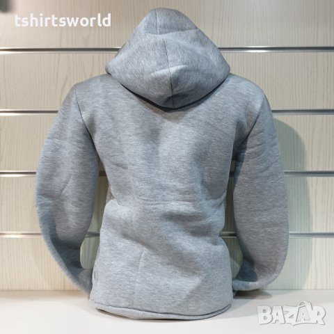 Нов дамски суичър с качулка и джобчета в цвят сив меланж, снимка 5 - Суичъри - 36919381