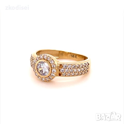 Златен дамски пръстен 2,99гр. размер:54 14кр. проба:585 модел:16698-3, снимка 2 - Пръстени - 40660452