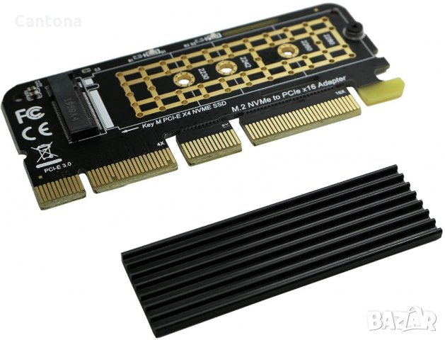 NVMe PCIe адаптер с радиатор, M.2 NVMe SSD към PCI Express 3.0