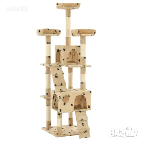 vidaXL Котешко дърво със сизалени стълбове, 170 см, бежово, на лапички