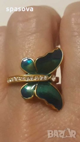 Намален! Дамски пръстен пеперуда нов размер 5, снимка 1