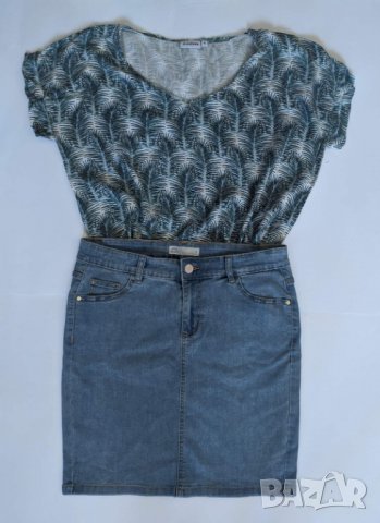 Дамски лот от тениска и дънкова пола , снимка 1 - Поли - 29408996