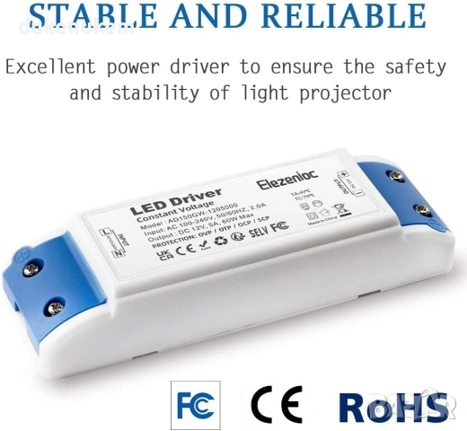 12V LED драйвер/трансформатор 60W 5A – стабилизирано захранване, снимка 5 - Лед осветление - 53163002