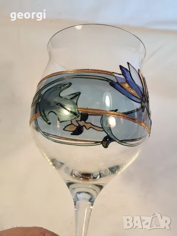 немска дизайнерска изрисувана чаша за вино Nagel, снимка 5 - Чаши - 49515850