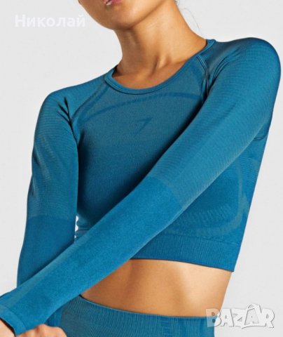 gymshark geo seamless long sleeve crop top, снимка 11 - Спортни екипи - 37042234