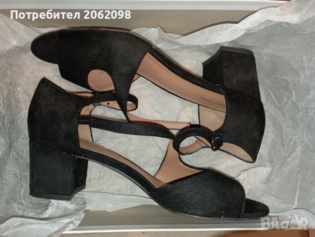 Официални черни обувки/сандали на ток, снимка 1 - Дамски обувки на ток - 39873856