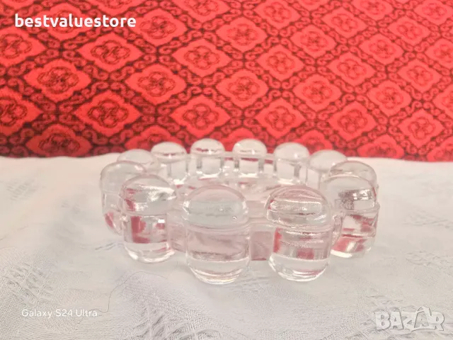 Ретро Масивен Стъклен Прозрачен Пепелник Кръгъл