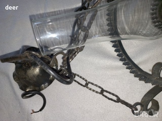 Абажур  от ковано желязо с порцелан, снимка 4 - Полилеи - 44293484