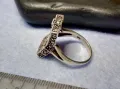 РАЗКОШЕН МАРКАЗИТЕН СРЕБЪРЕН ПРЪСТЕН СРЕБРО 925 с БЯЛА ПОЗЛАТА ИНКРУСТИРАН с КАМЪНИ МАРКАЗИТ 49114, снимка 3