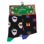 2 чифта Мъжки Коледни чорапи с Дядо Коледа и подаръци, 41-46н, снимка 2