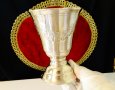 Посребрен бокал,чаша за вино 350 мл.,релеф. , снимка 7