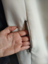 дълго бяло сако с кожени ръкави, снимка 3