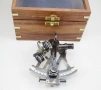 500 Корабен секстант античен в дървена кутия , снимка 3