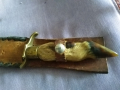 Ловен нож от соца калъф естествена кожа метален гард ръчно правен от майстор с инициали нов , снимка 9