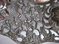 Стара метална чиния, фруктиера, съд с релеф и орнаменти,антика, снимка 7