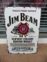 Метална табела уиски бърбън Jim Beam Bourbon бял етикет печат декорация бар, снимка 1