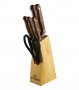 Комплект ножове с дървена поставка Elekom EK-07 / 70200, снимка 1 - Прибори за хранене, готвене и сервиране - 31223703