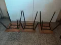 Дървени малки столчета с тръбни желязни крака, снимка 4