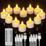 PChero безпламъчни LED свещи с акумулаторна батерия и дистанционно, 12 бр