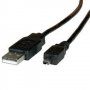 Кабел USB 2.0 Type A към Mini 4pin Roline 11.02.8418 Черен 1.8м, USB Type A to Mini 4pin M/M, снимка 1 - USB кабели - 31271165
