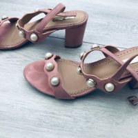 Розови сандали с перли, снимка 1 - Сандали - 37468454