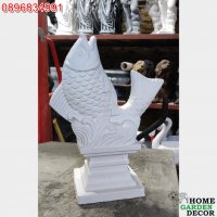Статуя Риба от бетон - бял цвят, снимка 3 - Градински мебели, декорация  - 37094306