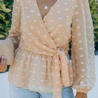 Дамска блуза с дълъг ръкав и принт на точки, снимка 3 - Блузи с дълъг ръкав и пуловери - 40698106