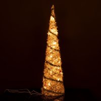 Светеща Коледна елха със златни гирлянди, 81см, снимка 1 - Декорация за дома - 42704242