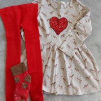 Детска рокля в комплект с чоропогащник и чорапки размер 4-5 години, снимка 1 - Детски рокли и поли - 39162087