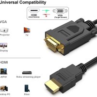 Benfei HDMI към VGA, мъжко към мъжко, позлатени конектори, 3 метра , снимка 3 - Кабели и адаптери - 40249319