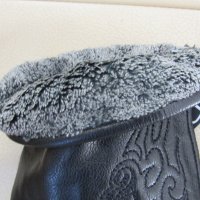 Черни дамски кожени ръкавици с подплата, нови, снимка 10 - Ръкавици - 31968930