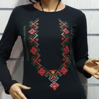 Нова дамска блуза с дълъг ръкав с трансферен печат Шевица, Етно мотив, България, снимка 2 - Блузи с дълъг ръкав и пуловери - 30655594