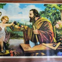 Стара картина Sacra Famiglia, снимка 3 - Антикварни и старинни предмети - 39283938