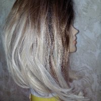 НОВА перука - боб -омбре тъмнокестеняво към платинено русо, снимка 3 - Аксесоари за коса - 36683118