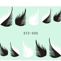 STZ- 505 черно бели крила ваденки слайдери водни стикери за нокти маникюр декорация украса, снимка 2 - Продукти за маникюр - 29947264