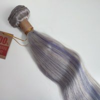 РАЗПРОДАЖБА! 100% естествена права коса за удължаване - сиво/пепелно русо, снимка 2 - Аксесоари за коса - 44288286