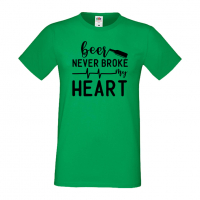 Мъжка тениска, Beer Never Broke My Heart,Бира,Бирфест,Beerfest,Подарък,Изненада,Рожден Ден, снимка 5 - Тениски - 36376815