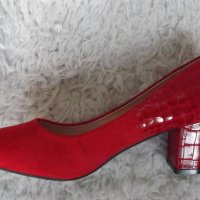 Обувки, червени, на ток, код 48/ББ1/35, снимка 3 - Дамски обувки на ток - 38768028