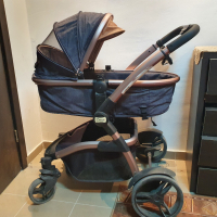Комбинирана бебешка количка 3 в 1 Carra Tesoro Деним, снимка 1 - Детски колички - 44793271