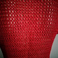 Червена блуза-плетиво на една кука, S/M, снимка 4 - Корсети, бюстиета, топове - 30380846