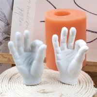 3D ръка ОК длан силиконов молд цилиндър гипс свещ декор, снимка 1 - Форми - 40352691