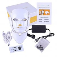 LED маска за лице и шия със 7 светлини, светлинна терапия за лице