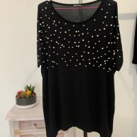 Асиметрична блуза с перли размер L/XL, снимка 1 - Блузи с дълъг ръкав и пуловери - 44259799