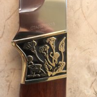 Руски гравиран ловен нож  месингов гард,Пантера Ст 65х13, снимка 3 - Ножове - 33795649