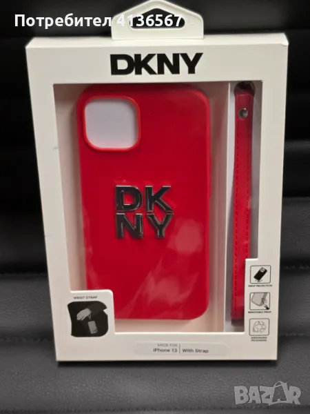 Защитен калъф DKNY с метално лого PU 4G,  за iPhone 15, червен, снимка 1